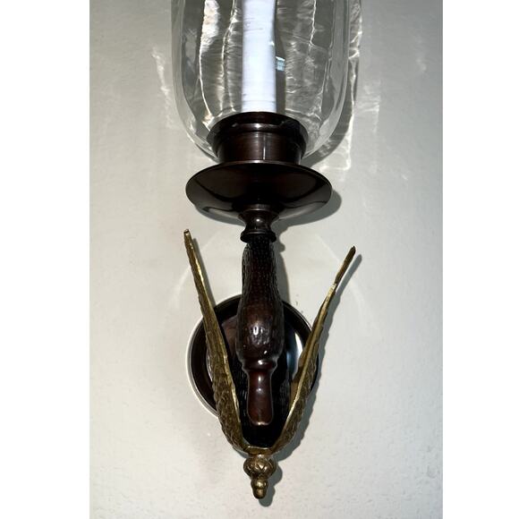Brass Swan Wall Candle Sconce with Storm Glass 17" - Picture 14 of 16